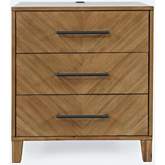 Eloquence 3 Drawer Nightstand with USB Charging in Natural Wood